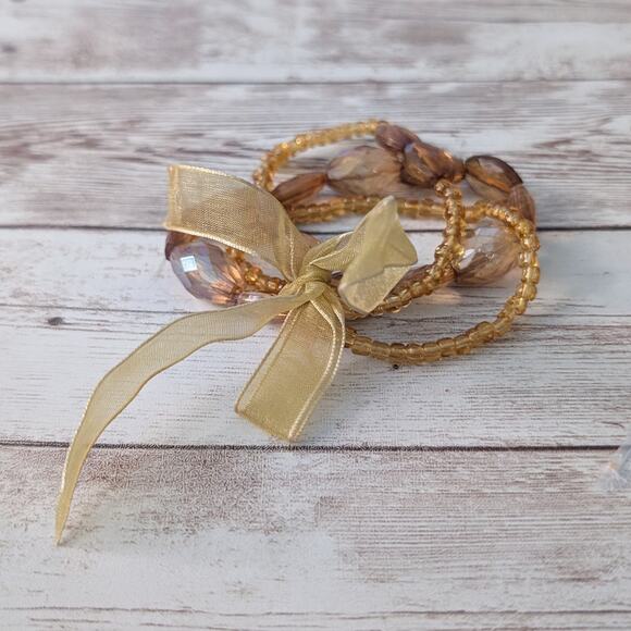 Set of 3 Stretch Bracelets Amber Tones - Picture 5 of 8